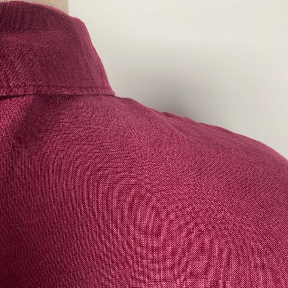 Banana Republic 100% Irish Linen Shirt XL Burgundy Relaxed Camp Casual Button Up